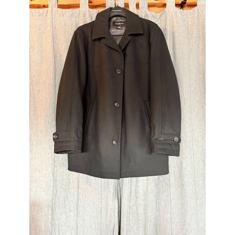 London Fog Men's Black Wool Blend Car Coat‎ Size M/M